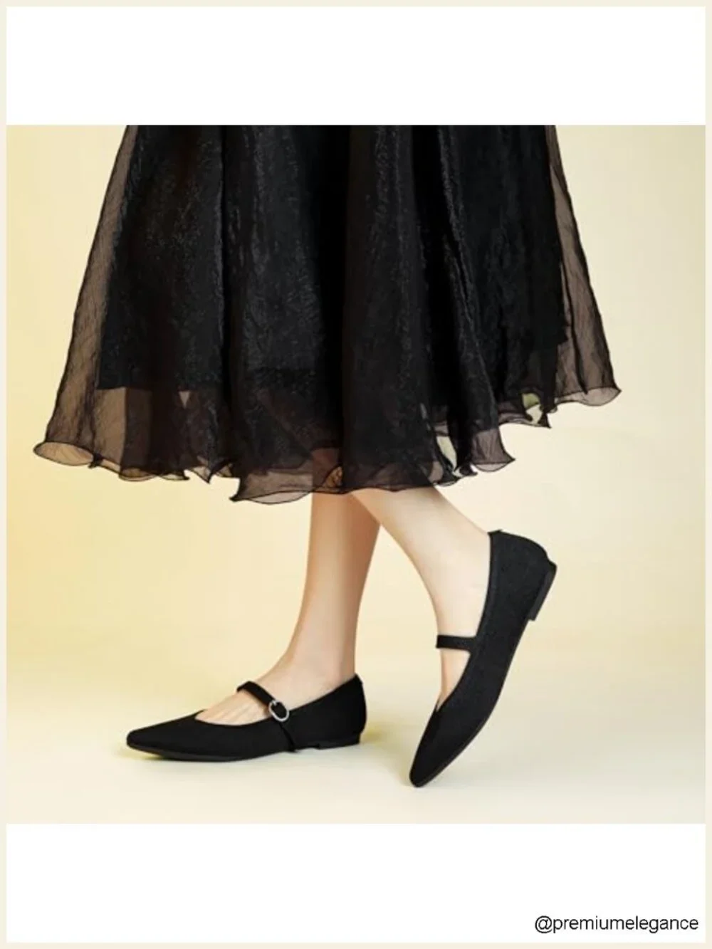 Pointed Toe Knit Ballet Flats with Adjustable Ankle Strap
